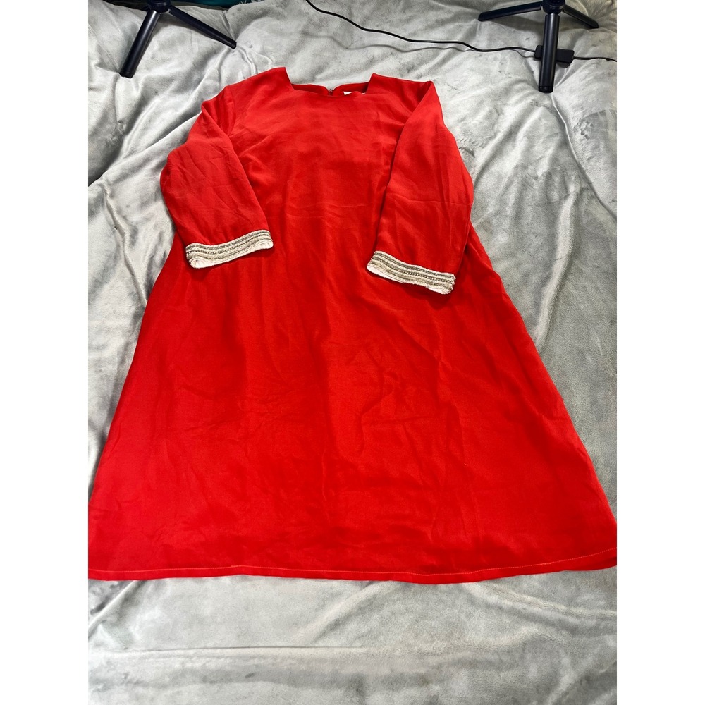 MM Couture by Miss Me Orange Shift Midi Dress Size S Beadedโ Cuffs Old Money